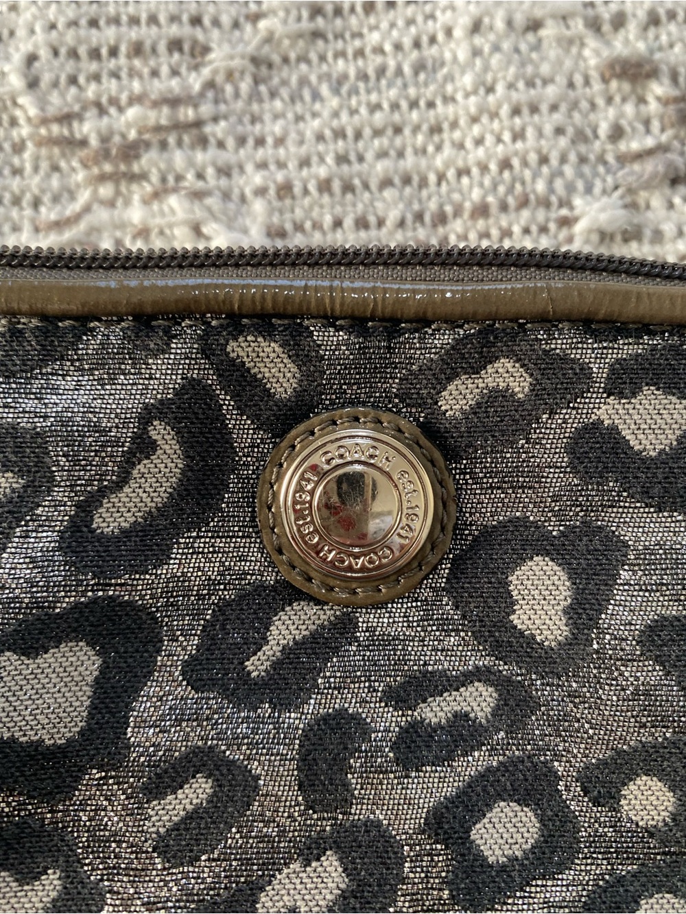 Coach Ocelot Metallic Leopard Print Makeup Bag - Picture 2 of 9